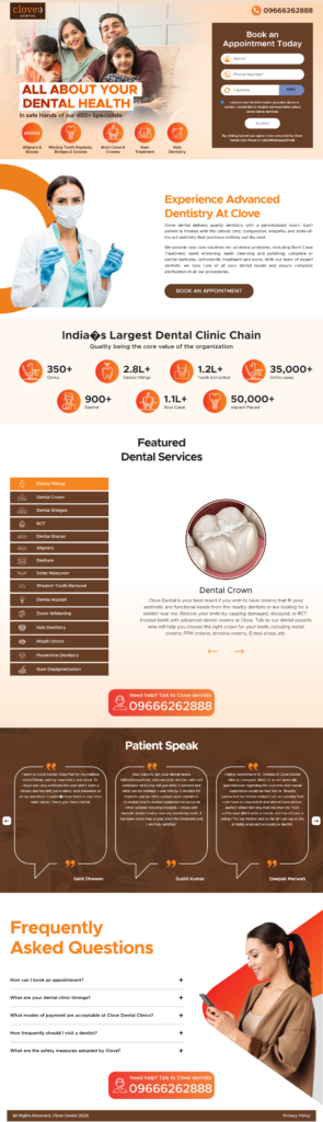 Clove Dental Landing Page