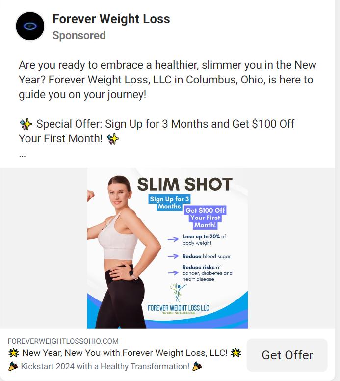 Forever Weight Loss [ #6 Weight Loss Facebook Ad Example