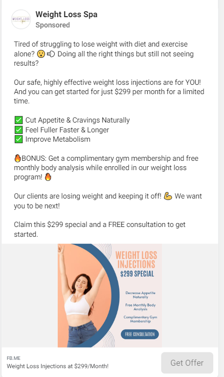 Weight Loss Spa Facebook Ads