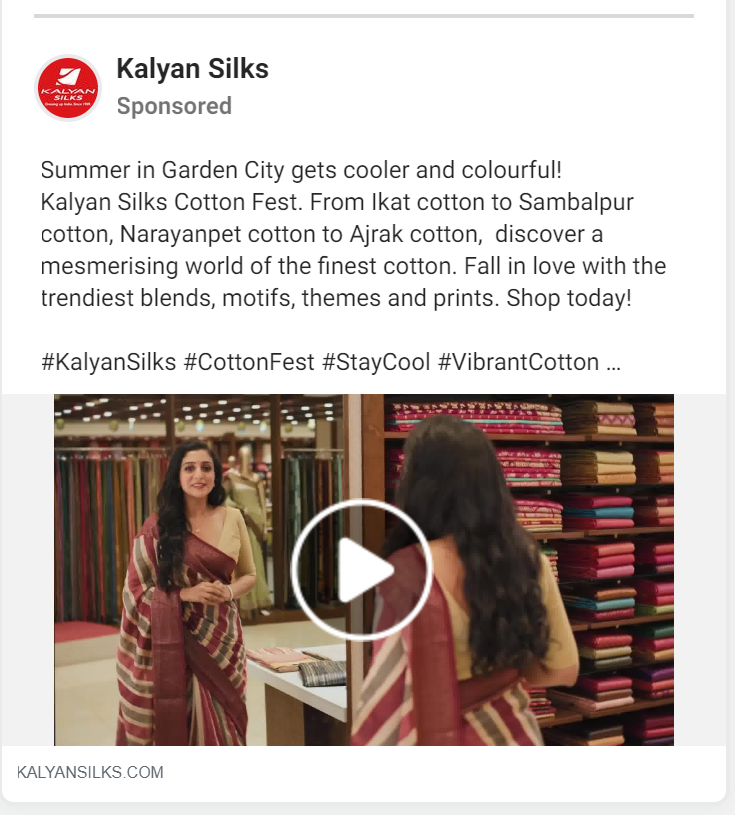 Kalyan Silks Facebook Ad Creative.